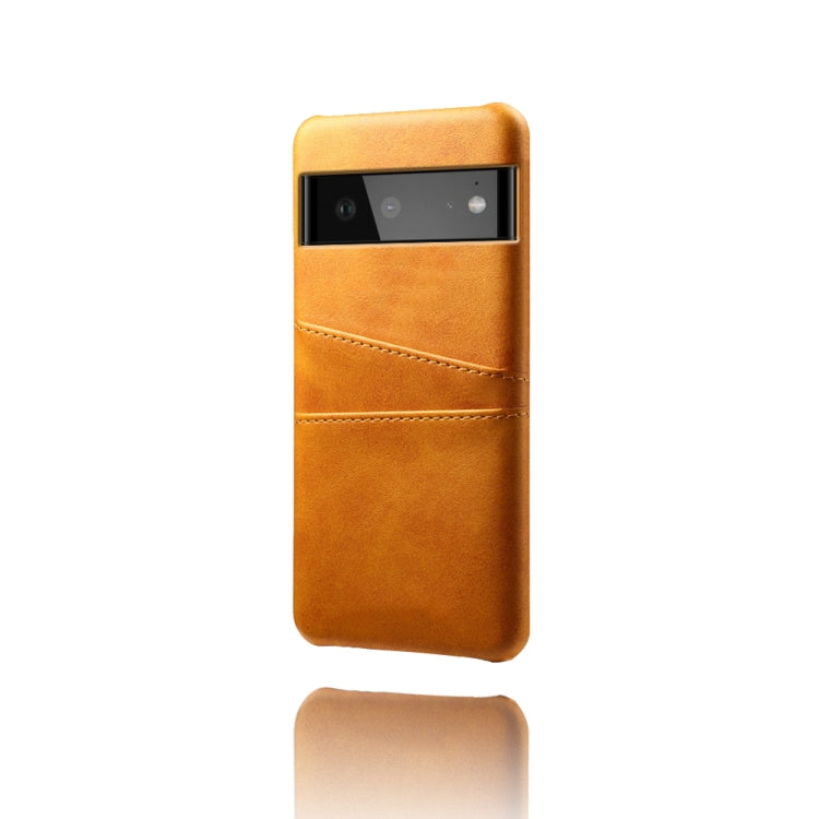 For Google Pixel 6 Calf Texture PC + PU Leather Back Cover Shockproof Case with Dual Card Slots
