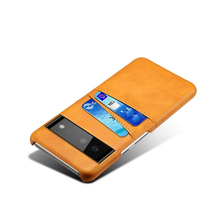 For Google Pixel 6 Calf Texture PC + PU Leather Back Cover Shockproof Case with Dual Card Slots