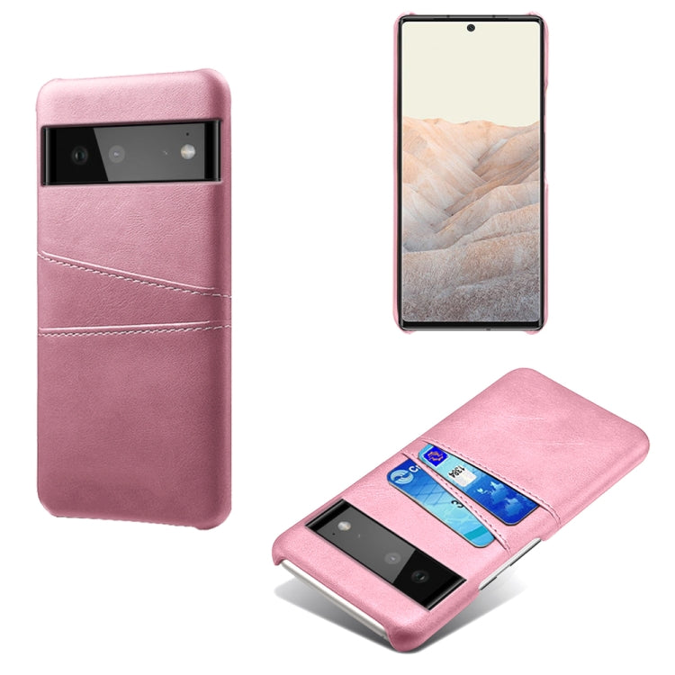 For Google Pixel 6 Calf Texture PC + PU Leather Back Cover Shockproof Case with Dual Card Slots