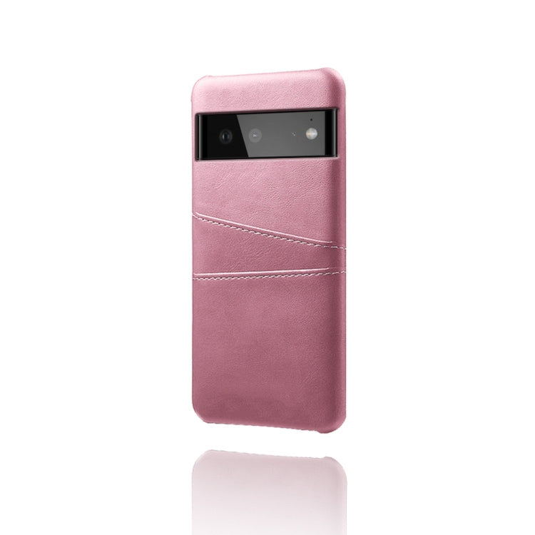 For Google Pixel 6 Calf Texture PC + PU Leather Back Cover Shockproof Case with Dual Card Slots