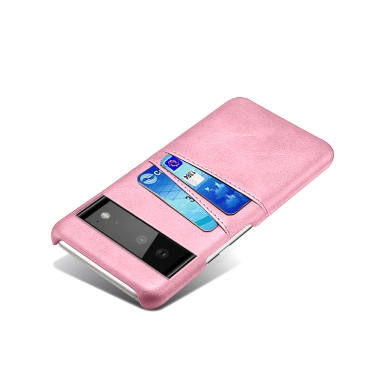 For Google Pixel 6 Calf Texture PC + PU Leather Back Cover Shockproof Case with Dual Card Slots