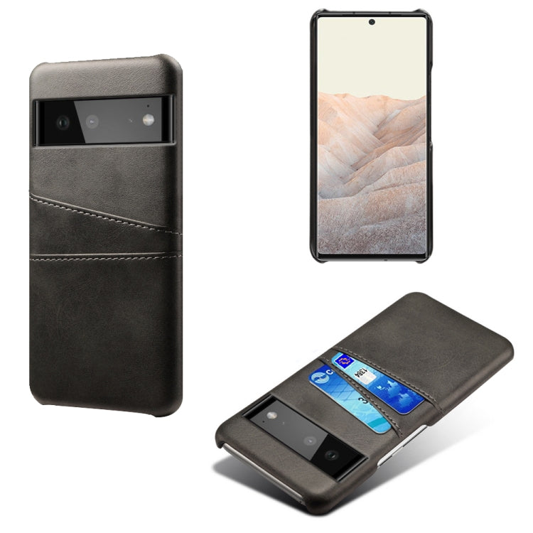 For Google Pixel 6 Calf Texture PC + PU Leather Back Cover Shockproof Case with Dual Card Slots