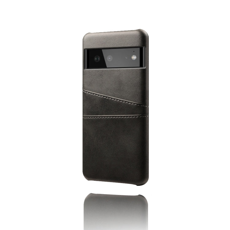 For Google Pixel 6 Calf Texture PC + PU Leather Back Cover Shockproof Case with Dual Card Slots