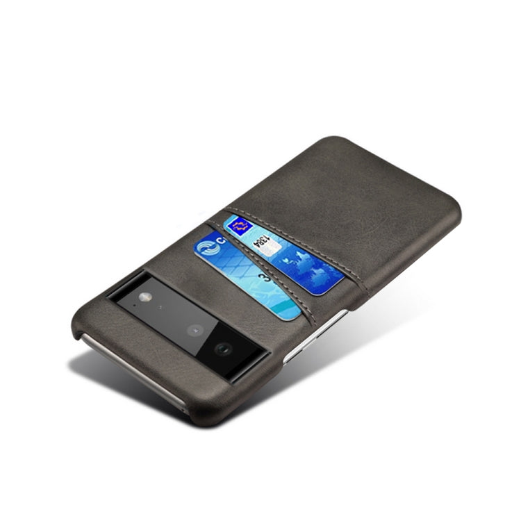 For Google Pixel 6 Calf Texture PC + PU Leather Back Cover Shockproof Case with Dual Card Slots