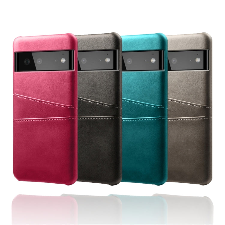 For Google Pixel 6 Calf Texture PC + PU Leather Back Cover Shockproof Case with Dual Card Slots