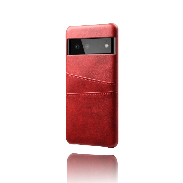 For Google Pixel 6 Calf Texture PC + PU Leather Back Cover Shockproof Case with Dual Card Slots