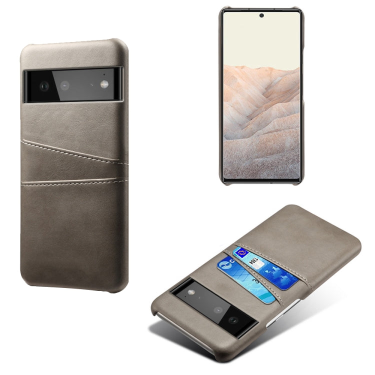 For Google Pixel 6 Calf Texture PC + PU Leather Back Cover Shockproof Case with Dual Card Slots