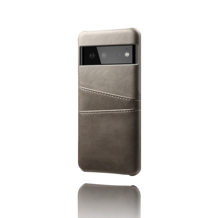 For Google Pixel 6 Calf Texture PC + PU Leather Back Cover Shockproof Case with Dual Card Slots