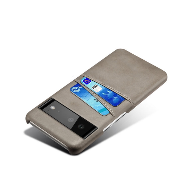 For Google Pixel 6 Calf Texture PC + PU Leather Back Cover Shockproof Case with Dual Card Slots