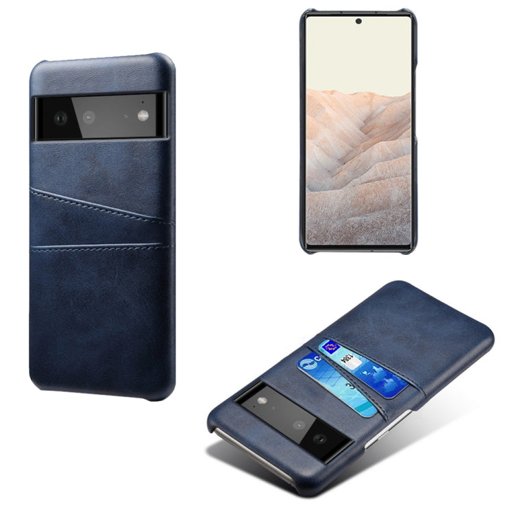 For Google Pixel 6 Calf Texture PC + PU Leather Back Cover Shockproof Case with Dual Card Slots