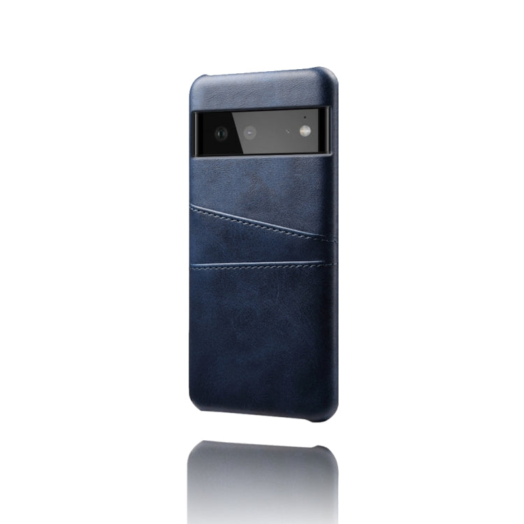 For Google Pixel 6 Calf Texture PC + PU Leather Back Cover Shockproof Case with Dual Card Slots