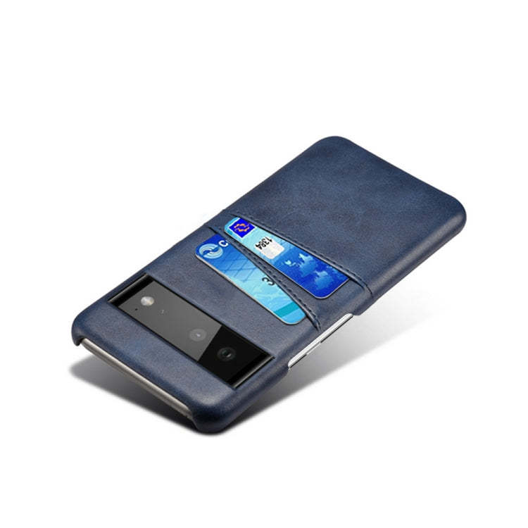 For Google Pixel 6 Calf Texture PC + PU Leather Back Cover Shockproof Case with Dual Card Slots