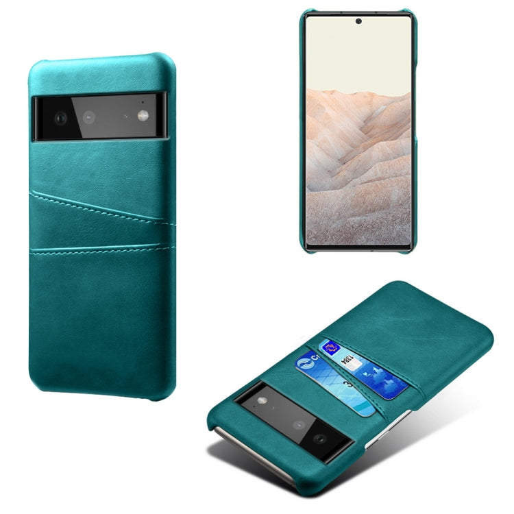 For Google Pixel 6 Calf Texture PC + PU Leather Back Cover Shockproof Case with Dual Card Slots