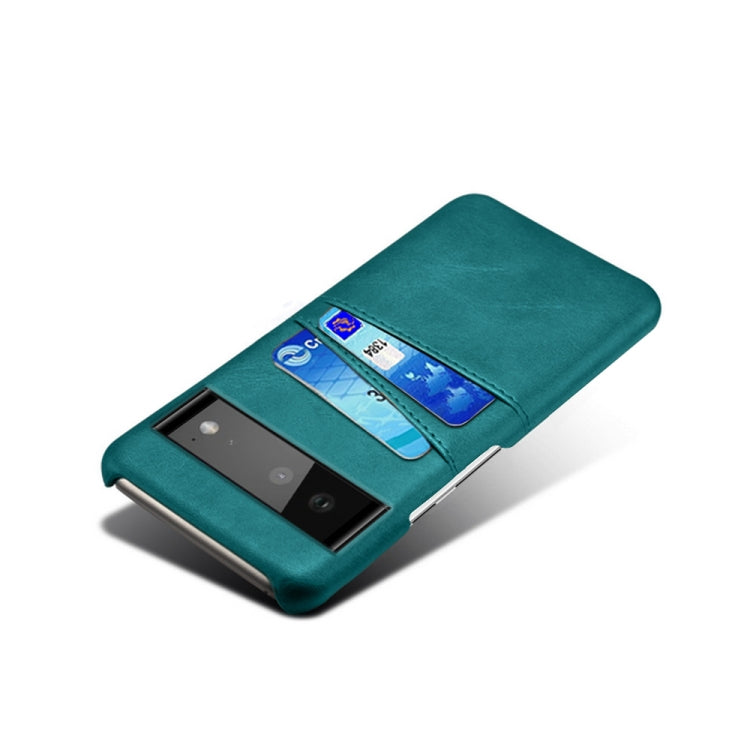 For Google Pixel 6 Calf Texture PC + PU Leather Back Cover Shockproof Case with Dual Card Slots