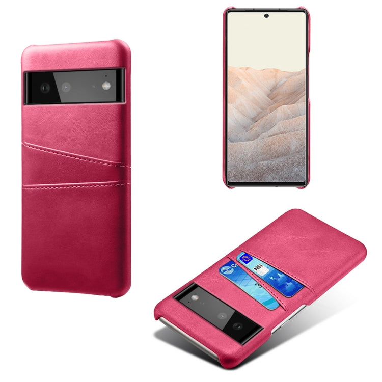 For Google Pixel 6 Calf Texture PC + PU Leather Back Cover Shockproof Case with Dual Card Slots