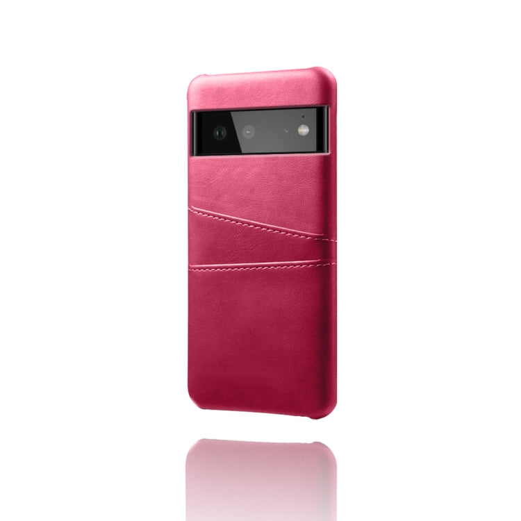 For Google Pixel 6 Calf Texture PC + PU Leather Back Cover Shockproof Case with Dual Card Slots
