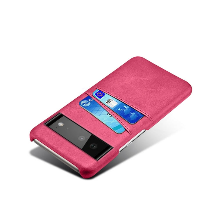 For Google Pixel 6 Calf Texture PC + PU Leather Back Cover Shockproof Case with Dual Card Slots