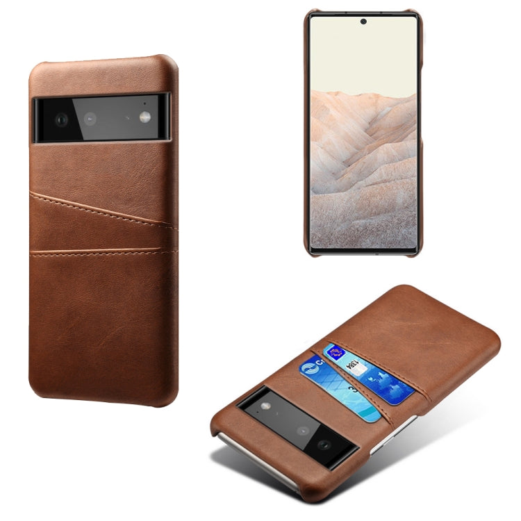 For Google Pixel 6 Calf Texture PC + PU Leather Back Cover Shockproof Case with Dual Card Slots