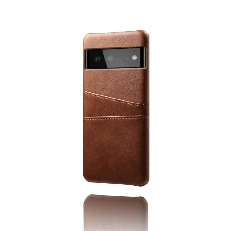 For Google Pixel 6 Calf Texture PC + PU Leather Back Cover Shockproof Case with Dual Card Slots