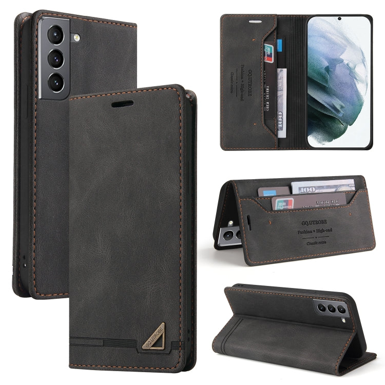 For Samsung Galaxy S21 5G Skin Feel Anti-theft Brush Horizontal Flip Leather Case with Holder & Card Slots & Wallet