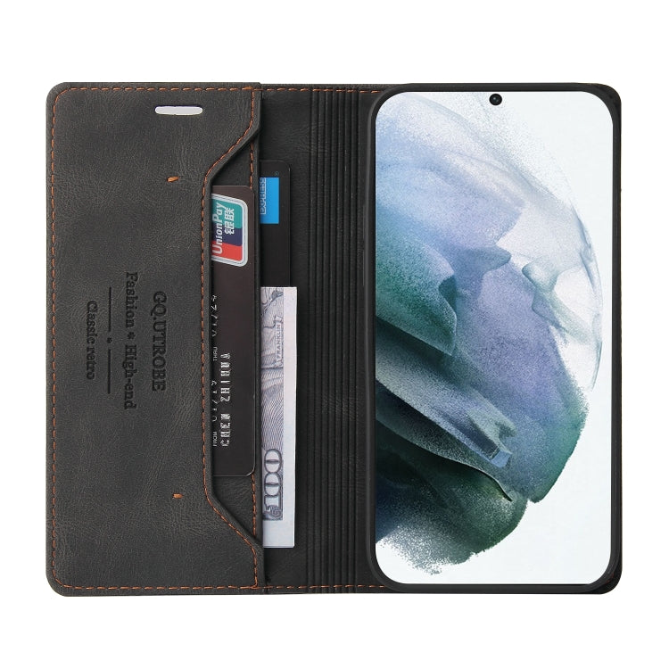 For Samsung Galaxy S21 5G Skin Feel Anti-theft Brush Horizontal Flip Leather Case with Holder & Card Slots & Wallet