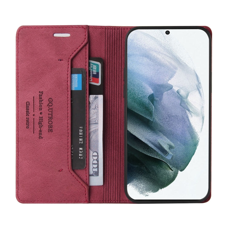 For Samsung Galaxy S21 5G Skin Feel Anti-theft Brush Horizontal Flip Leather Case with Holder & Card Slots & Wallet