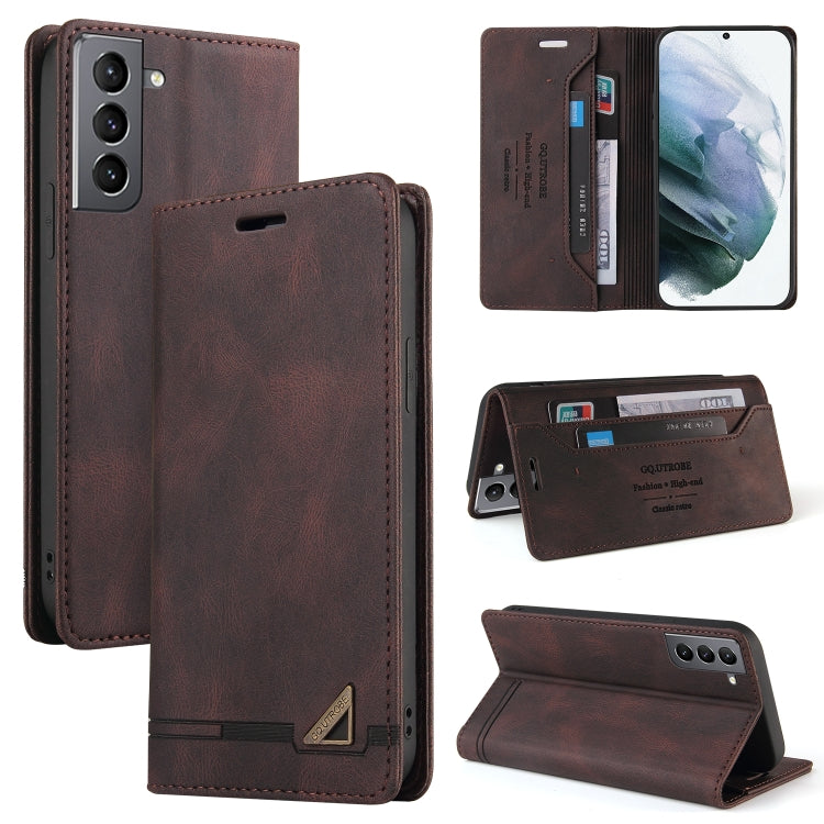 For Samsung Galaxy S21 5G Skin Feel Anti-theft Brush Horizontal Flip Leather Case with Holder & Card Slots & Wallet