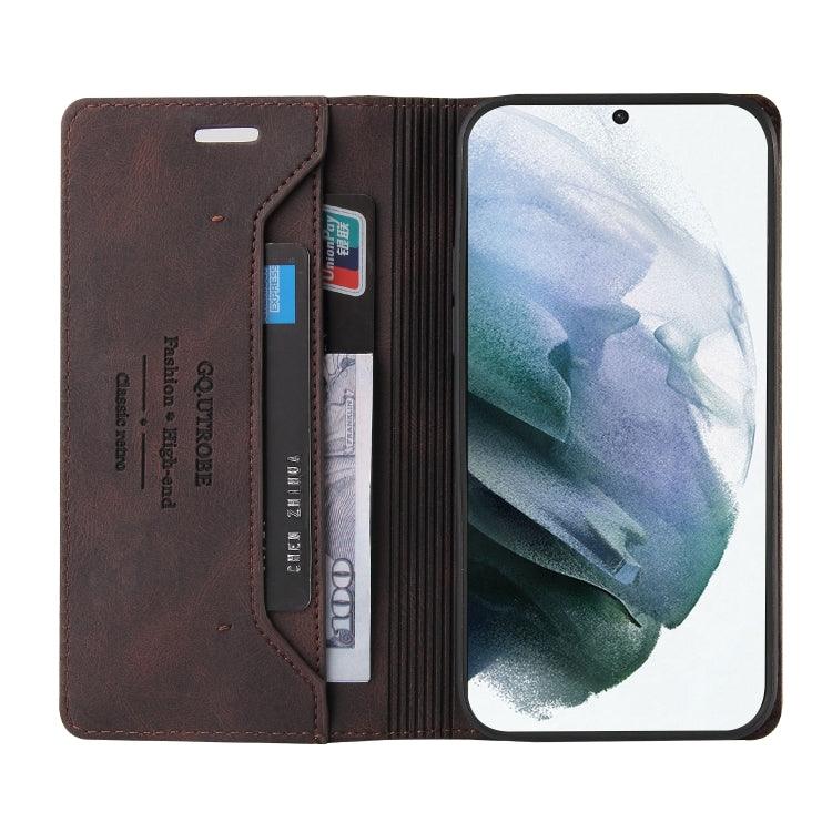 For Samsung Galaxy S21 5G Skin Feel Anti-theft Brush Horizontal Flip Leather Case with Holder & Card Slots & Wallet