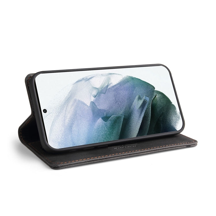 For Samsung Galaxy S21+ 5G Skin Feel Anti-theft Brush Horizontal Flip Leather Case with Holder & Card Slots & Wallet