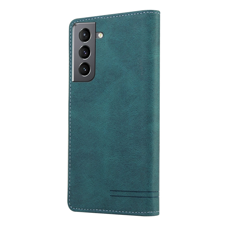For Samsung Galaxy S21+ 5G Skin Feel Anti-theft Brush Horizontal Flip Leather Case with Holder & Card Slots & Wallet