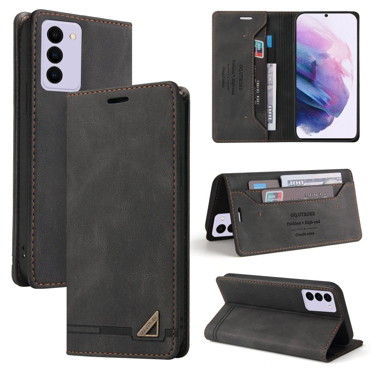 For Samsung Galaxy S21 FE 5G Skin Feel Anti-theft Brush Horizontal Flip Leather Case with Holder & Card Slots & Wallet