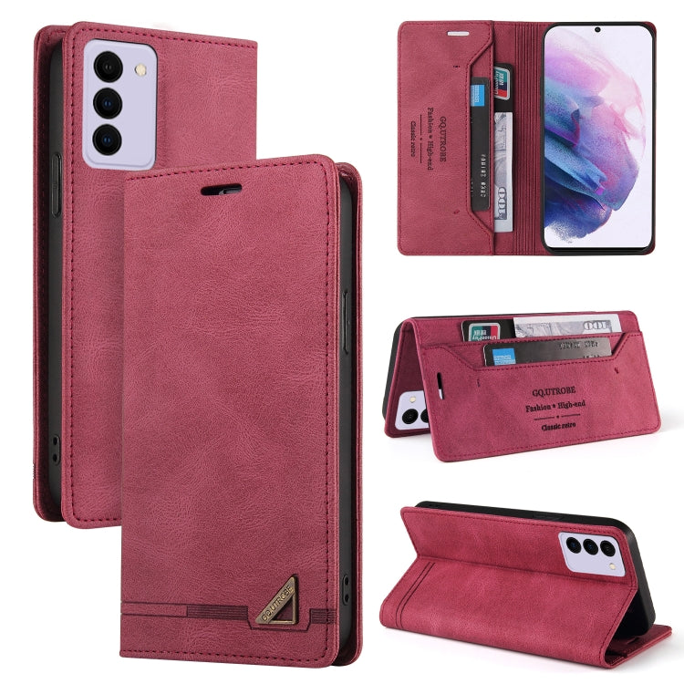 For Samsung Galaxy S21 FE 5G Skin Feel Anti-theft Brush Horizontal Flip Leather Case with Holder & Card Slots & Wallet