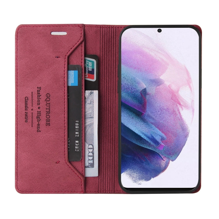 For Samsung Galaxy S21 FE 5G Skin Feel Anti-theft Brush Horizontal Flip Leather Case with Holder & Card Slots & Wallet
