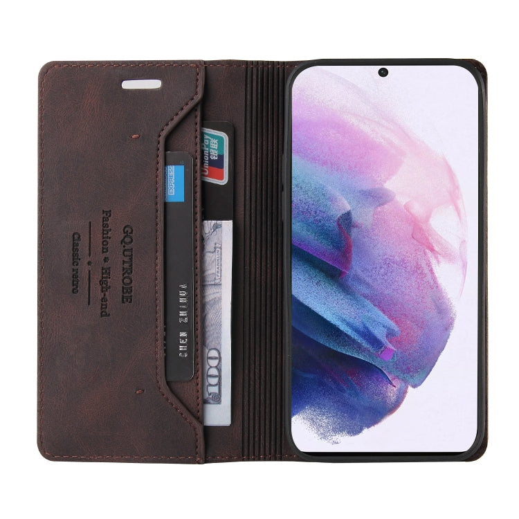 For Samsung Galaxy S21 FE 5G Skin Feel Anti-theft Brush Horizontal Flip Leather Case with Holder & Card Slots & Wallet