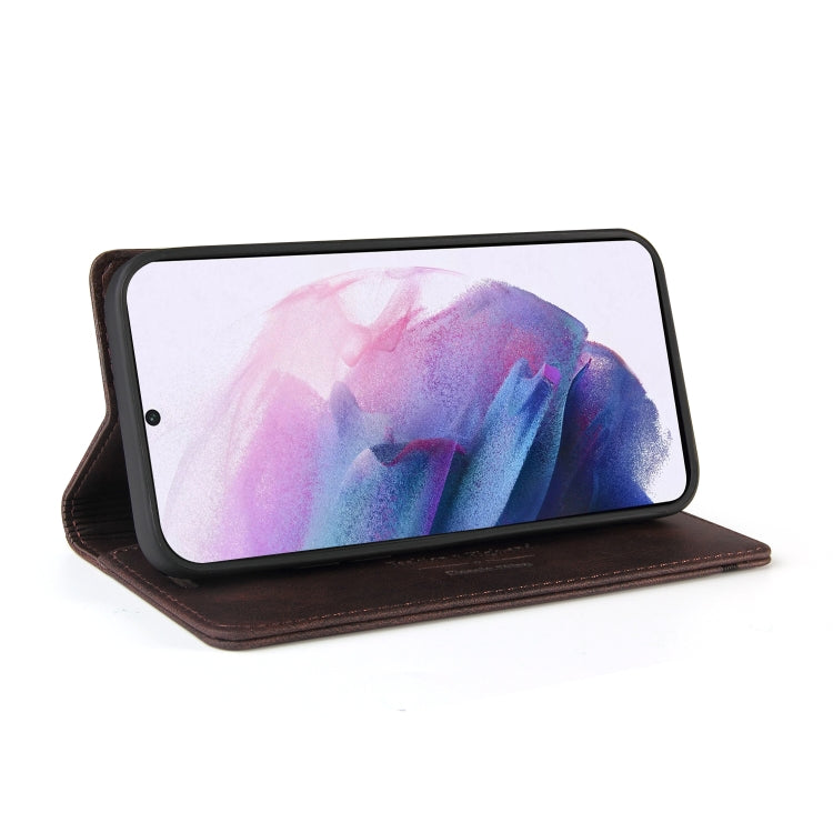 For Samsung Galaxy S21 FE 5G Skin Feel Anti-theft Brush Horizontal Flip Leather Case with Holder & Card Slots & Wallet