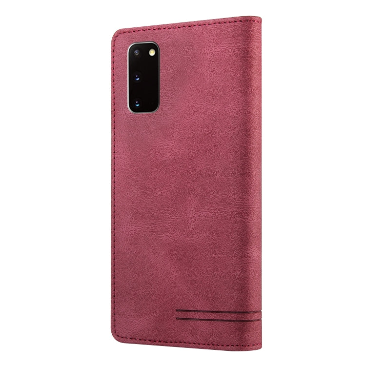For Samsung Galaxy S20 Skin Feel Anti-theft Brush Horizontal Flip Leather Case with Holder & Card Slots & Wallet