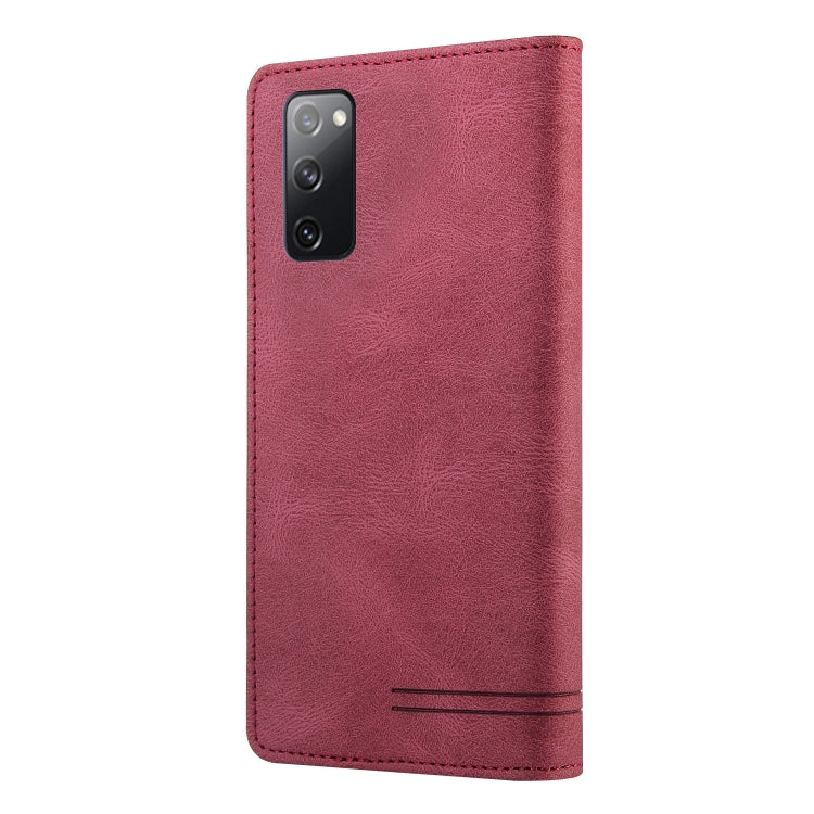 For Samsung Galaxy S20 FE Skin Feel Anti-theft Brush Horizontal Flip Leather Case with Holder & Card Slots & Wallet