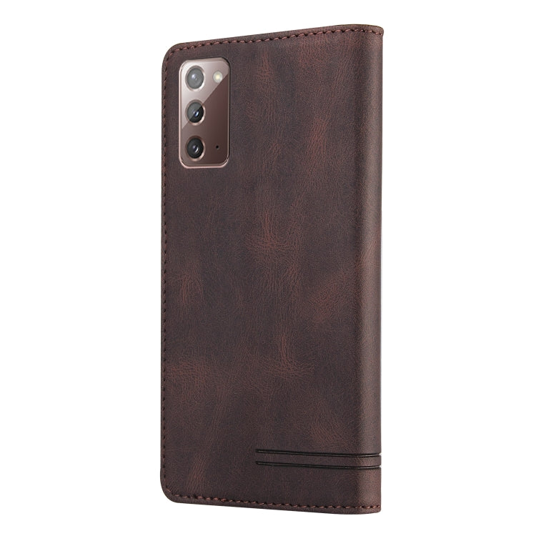 For Samsung Galaxy Note20 Skin Feel Anti-theft Brush Horizontal Flip Leather Case with Holder & Card Slots & Wallet