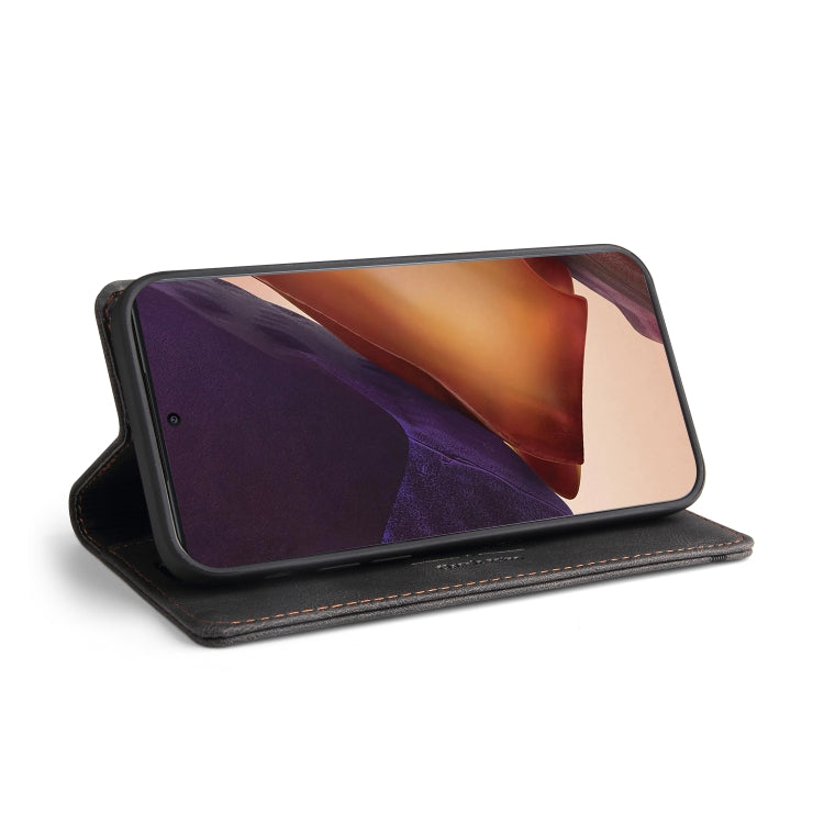 For Samsung Galaxy Note20 Ultra Skin Feel Anti-theft Brush Horizontal Flip Leather Case with Holder & Card Slots & Wallet