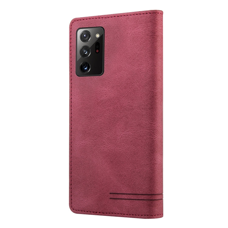 For Samsung Galaxy Note20 Ultra Skin Feel Anti-theft Brush Horizontal Flip Leather Case with Holder & Card Slots & Wallet