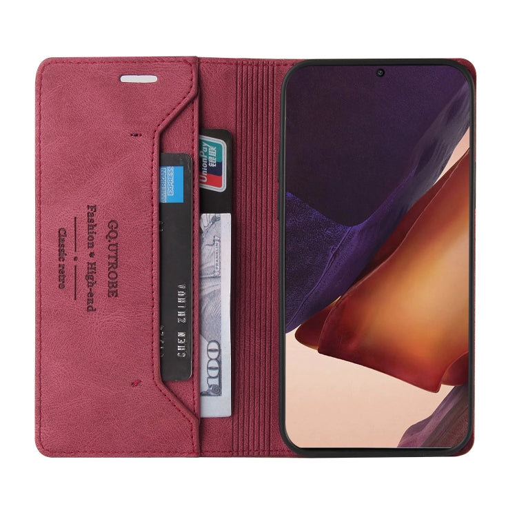 For Samsung Galaxy Note20 Ultra Skin Feel Anti-theft Brush Horizontal Flip Leather Case with Holder & Card Slots & Wallet