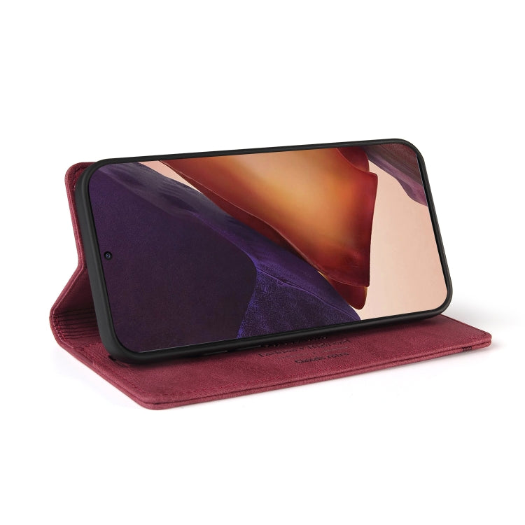 For Samsung Galaxy Note20 Ultra Skin Feel Anti-theft Brush Horizontal Flip Leather Case with Holder & Card Slots & Wallet