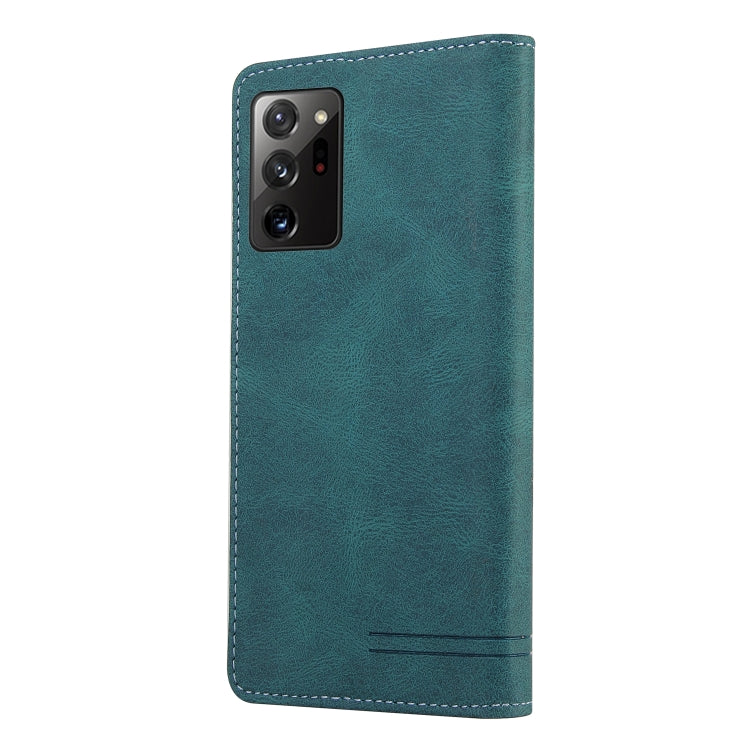 For Samsung Galaxy Note20 Ultra Skin Feel Anti-theft Brush Horizontal Flip Leather Case with Holder & Card Slots & Wallet
