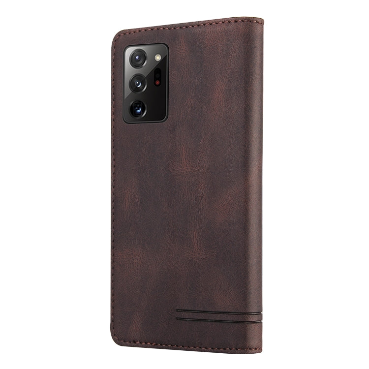 For Samsung Galaxy Note20 Ultra Skin Feel Anti-theft Brush Horizontal Flip Leather Case with Holder & Card Slots & Wallet