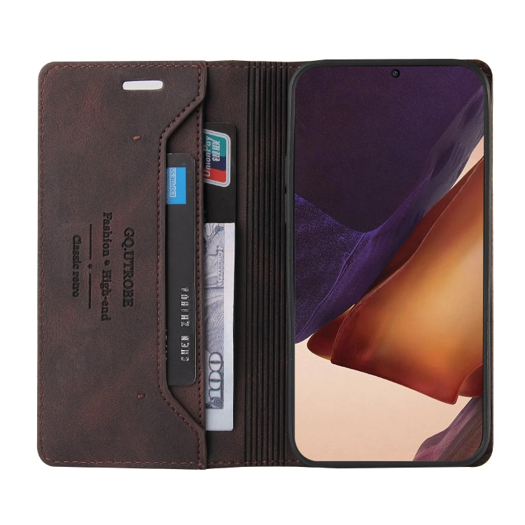 For Samsung Galaxy Note20 Ultra Skin Feel Anti-theft Brush Horizontal Flip Leather Case with Holder & Card Slots & Wallet