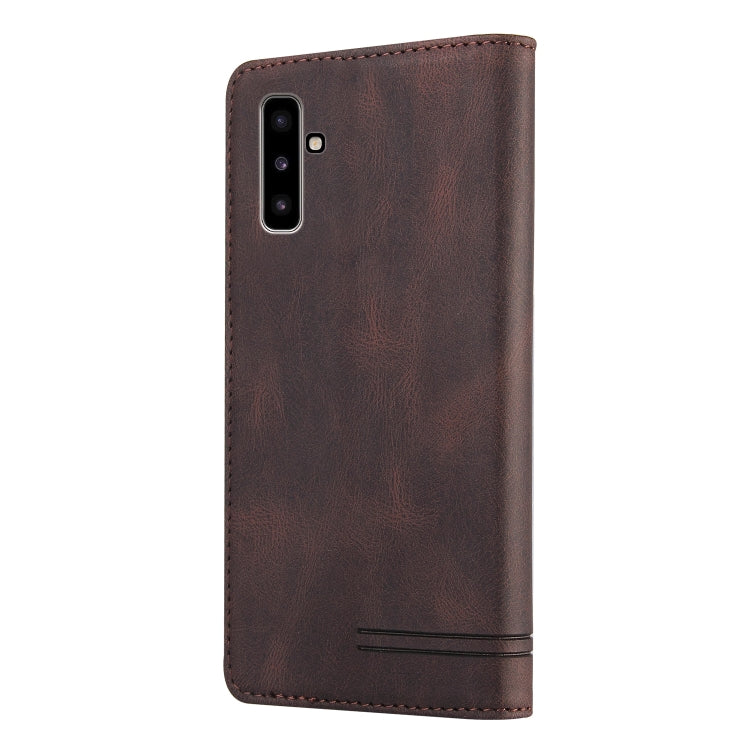 For Samsung Galaxy Note10 Skin Feel Anti-theft Brush Horizontal Flip Leather Case with Holder & Card Slots & Wallet
