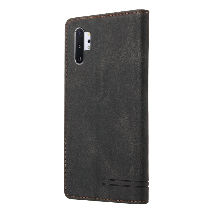 For Samsung Galaxy Note10+ Skin Feel Anti-theft Brush Horizontal Flip Leather Case with Holder & Card Slots & Wallet