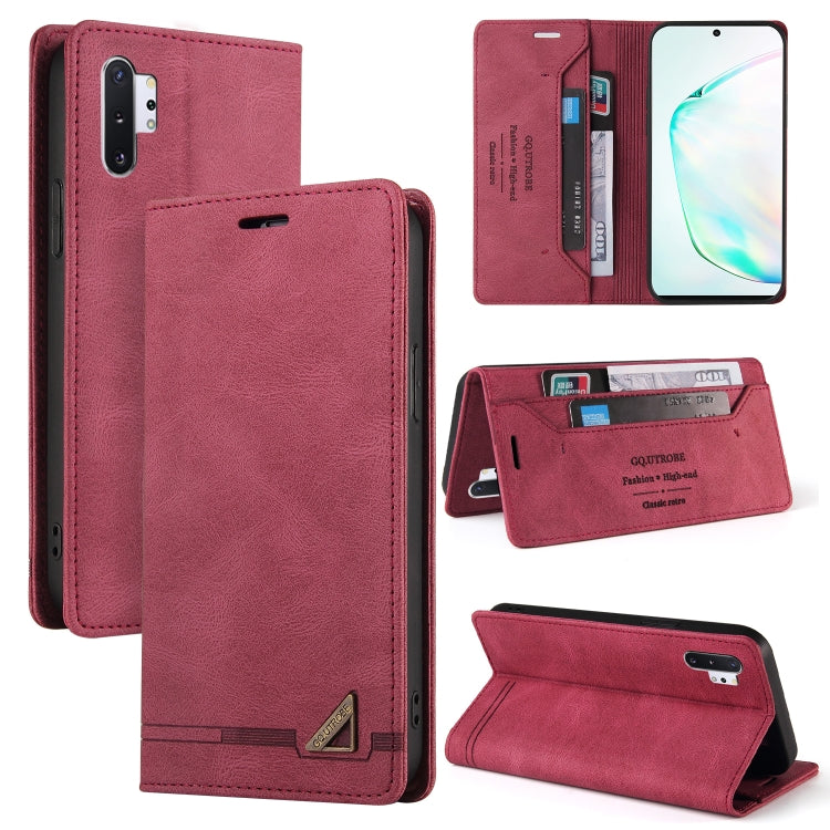 For Samsung Galaxy Note10+ Skin Feel Anti-theft Brush Horizontal Flip Leather Case with Holder & Card Slots & Wallet