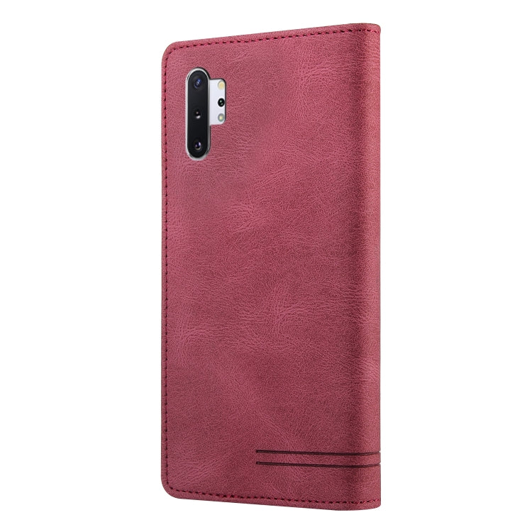 For Samsung Galaxy Note10+ Skin Feel Anti-theft Brush Horizontal Flip Leather Case with Holder & Card Slots & Wallet