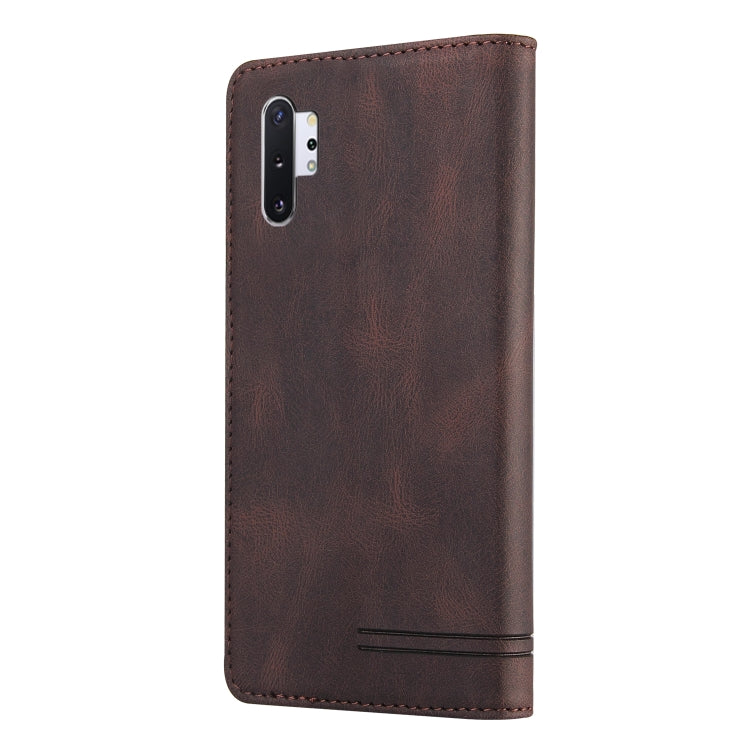 For Samsung Galaxy Note10+ Skin Feel Anti-theft Brush Horizontal Flip Leather Case with Holder & Card Slots & Wallet